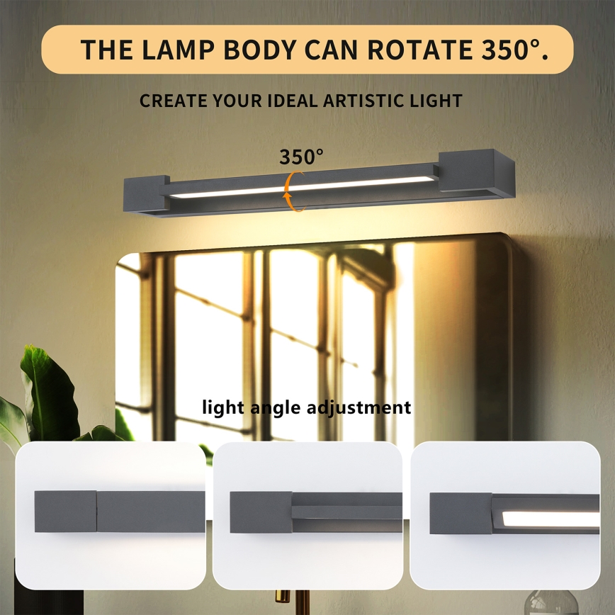 Brilagi - LED kopalniška osvetlitev za ogledalo AQUA LINE LED/12W/230V 45 cm IP44 antracit CRI 90