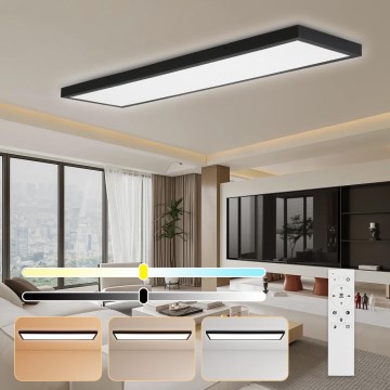 Brilagi - Dimmable Stropna Svetilka za Kopalnico FRAME SMART LED/50W/230V 30x120 cm 3000-6000K IP44 črna + daljinski upravljalnik