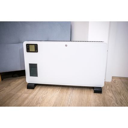 Brilagi - Električni konvekcijski grelec 1000/1300/2300W LCD/časovnik/TURBO/termostat bel + Daljinski upravljalnik