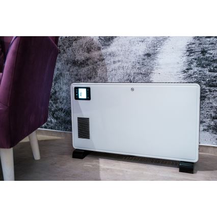 Brilagi - Električni konvekcijski grelec 1000/1300/2300W LCD/časovnik/TURBO/termostat bel + Daljinski upravljalnik