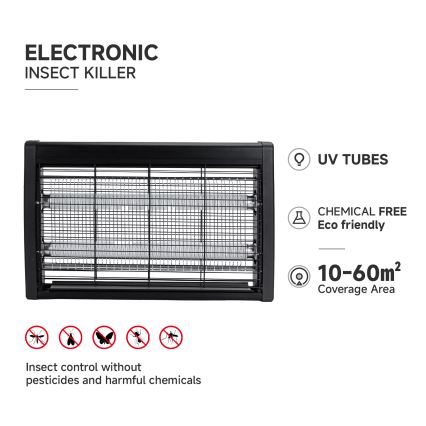 Brilagi - Električni lapač insektov 2xUV/10W/230V 60 m2 črna