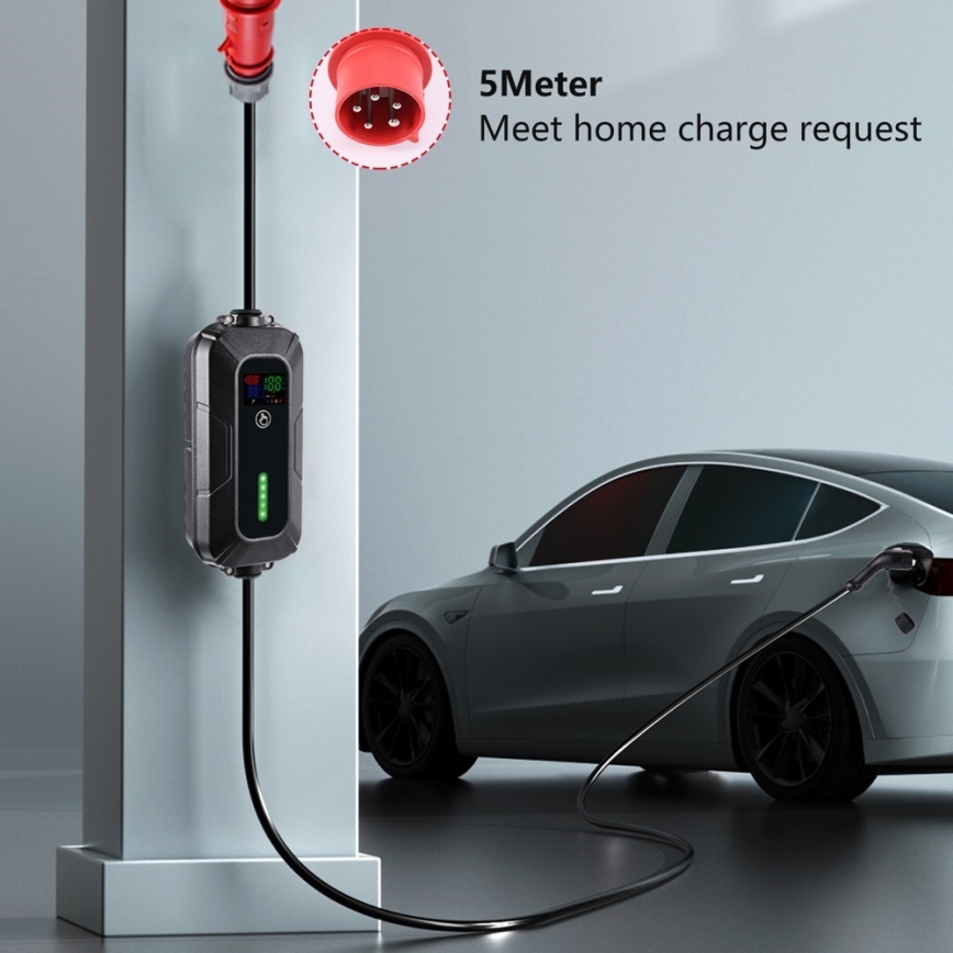 Brilagi - EV potovalna polnilna postaja za električne avtomobile FAST AC Tip 2 16A/380V 11kW + vtičnica 230V, 3,7kW 5m + case