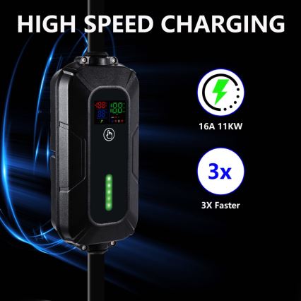 Brilagi - EV potovalna polnilna postaja za električne avtomobile FAST AC Tip 2 16A/380V 11kW + vtičnica 230V, 3,7kW 5m + case