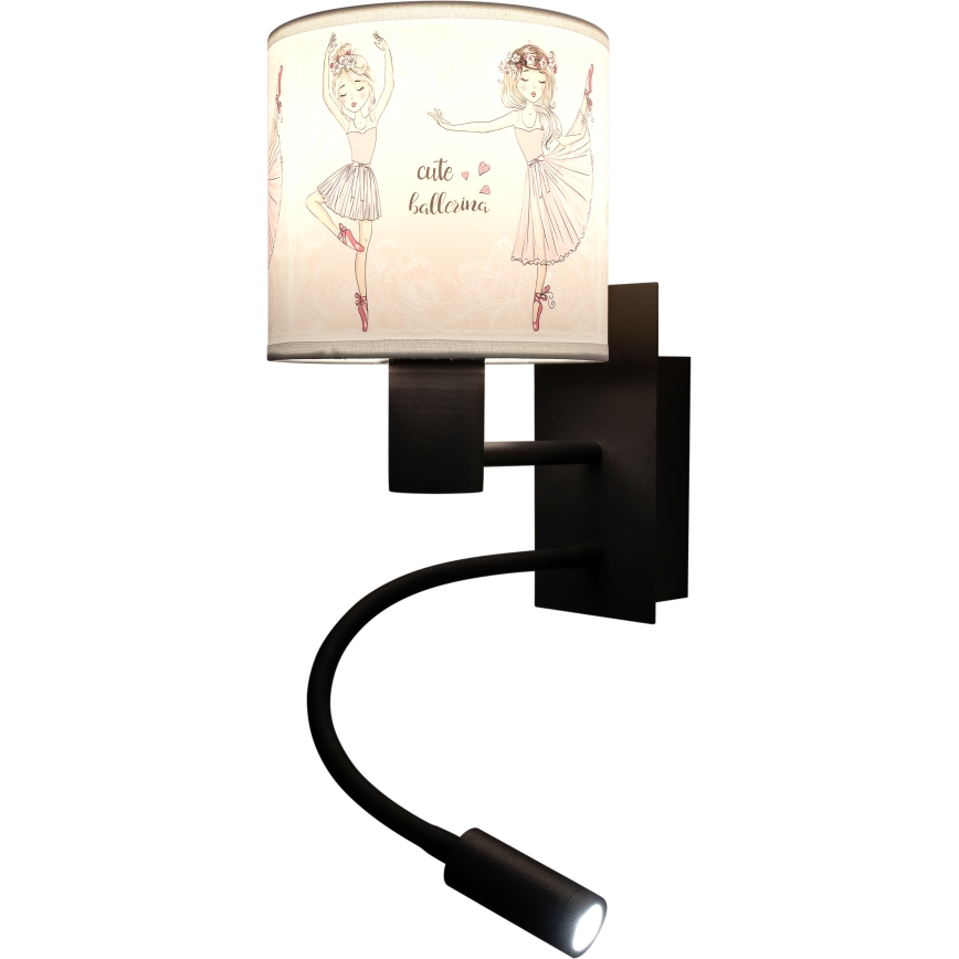 Brilagi - LED otroška fleksibilna stenska svetilka BOBO 1xE27/25W/230V + LED/3W črna/bela/roza/baletke