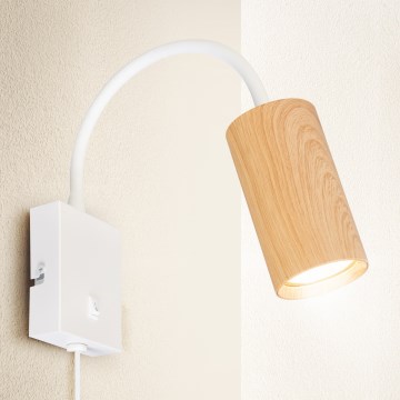 Brilagi - Fleksibilna stenska svetilka s stikalom SELE 1xGU10/30W/230V bela/dekor hrasta