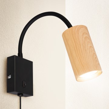 Brilagi - Fleksibilna stenska svetilka SELE 1xGU10/30W/230V črna/hrastov dekor