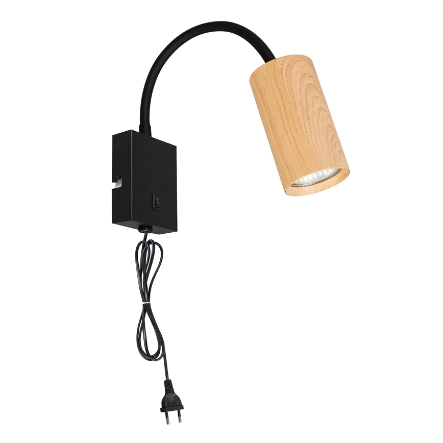 Brilagi - Fleksibilna stenska svetilka SELE 1xGU10/30W/230V črna/hrastov dekor