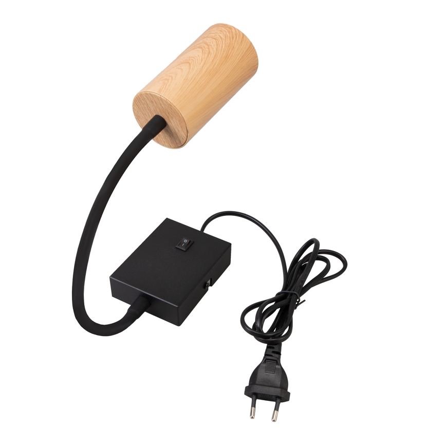 Brilagi - Fleksibilna stenska svetilka SELE 1xGU10/30W/230V črna/hrastov dekor