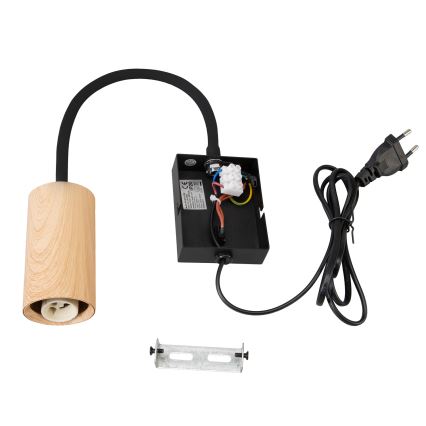 Brilagi - Fleksibilna stenska svetilka SELE 1xGU10/30W/230V črna/hrastov dekor