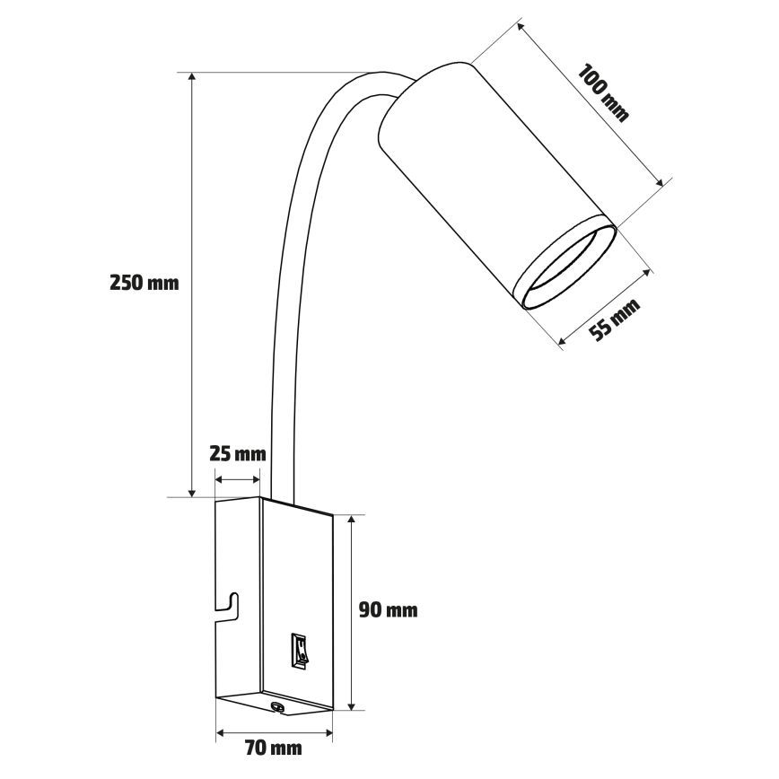 Brilagi - Fleksibilna stenska svetilka SELE 1xGU10/30W/230V črna/hrastov dekor