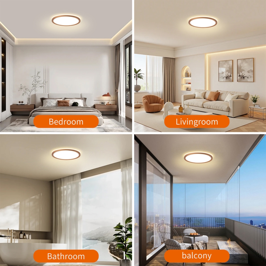 Brilagi - LED stropna svetilka za kopalnico ULTRA SLIM, 12 W, 230 V, premer 22,5 cm, rožnato zlato, IP54