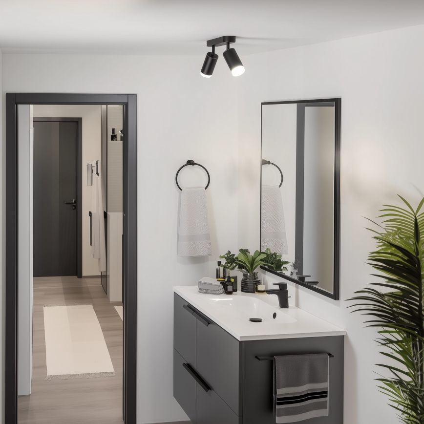 Brilagi - Kopalniški reflektor SELE 2xGU10/30W/230V IP44 črna