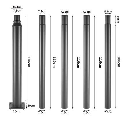 Brilagi - Kovinski drog za zunanjo razsvetljavo URBAN, 5 m, premer 58 mm, antracit