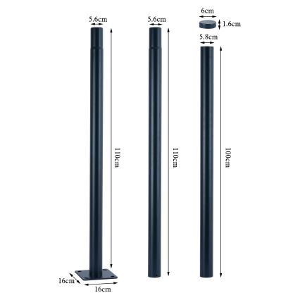 Brilagi - Kovinski drog za zunanjo razsvetljavo URBAN 3 m drog pr. 58 mat antracit