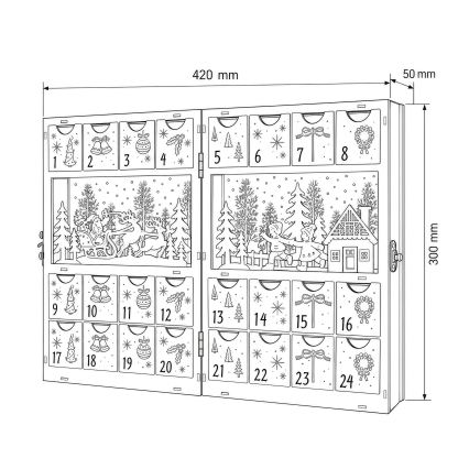BRILAGI - LED adventni koledar LED/2xAA
