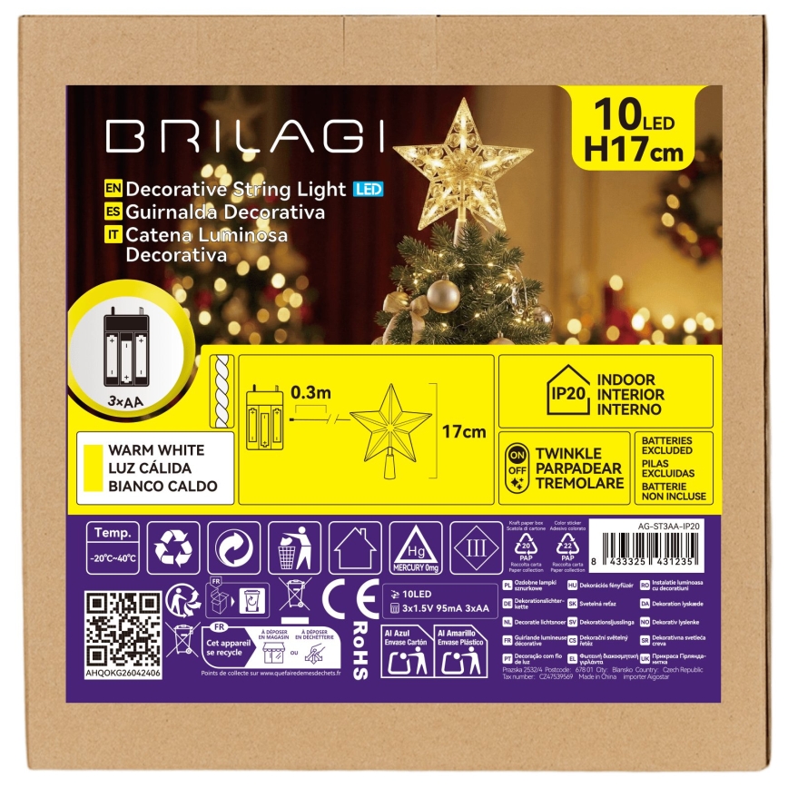 BRILAGI - LED božična dekoracija LED/3xAA 17 cm zvezda topla bela