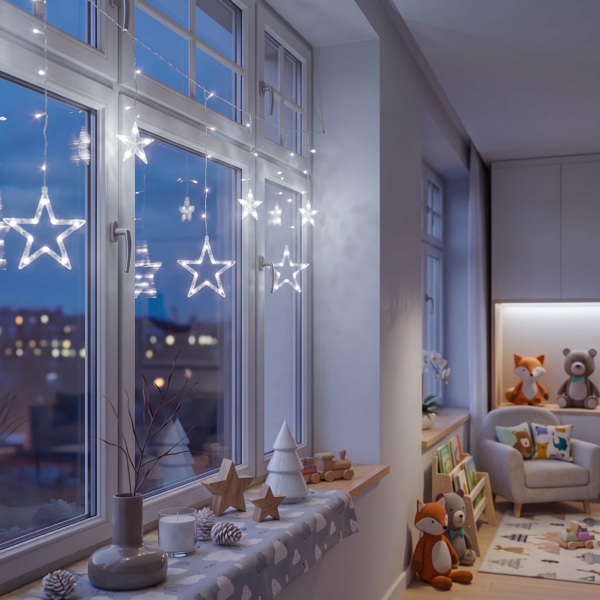 BRILAGI - LED Božična zavesa 77xLED/3xAA/USB 1,8m hladna bela