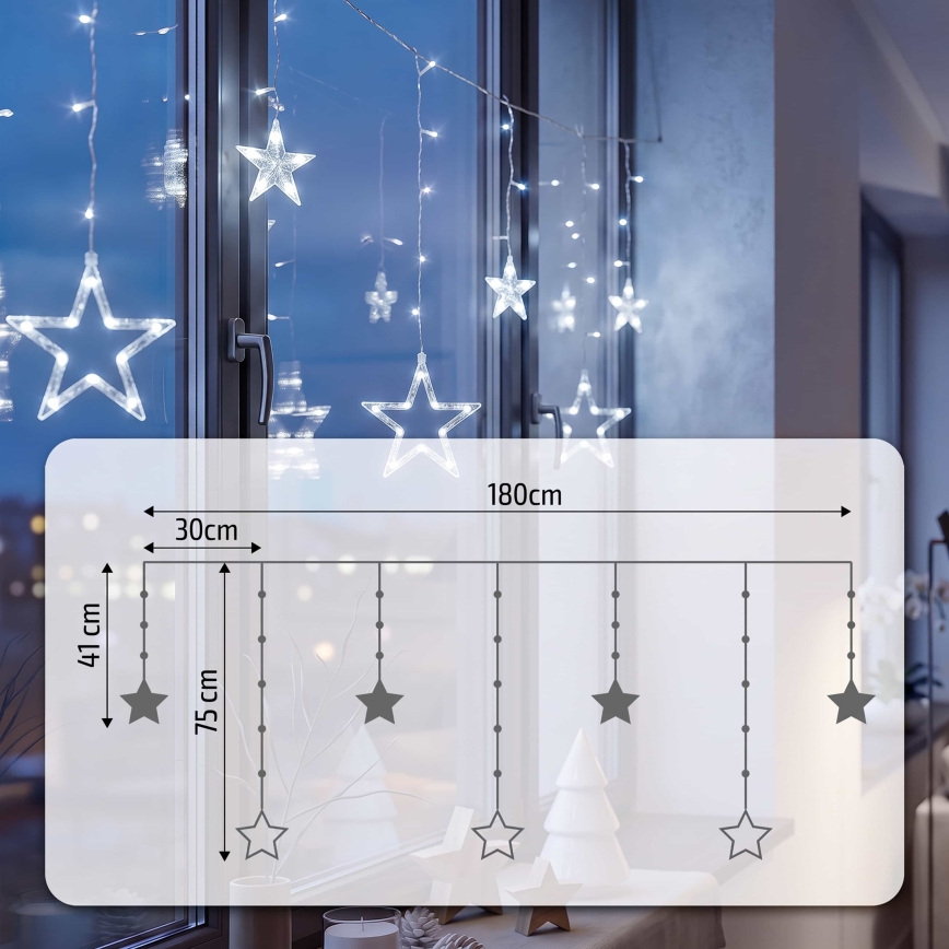 BRILAGI - LED Božična zavesa 77xLED/3xAA/USB 1,8m hladna bela