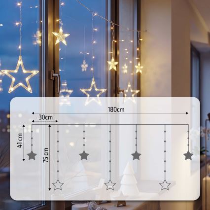 BRILAGI - LED Božična zavesa 77xLED/3xAA/USB 1,8m topla bela