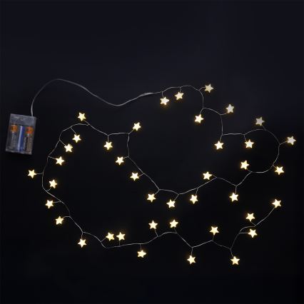 BRILAGI - LED božični niz 40xLED/3xAA 1,8m topla bela v obliki zvezd