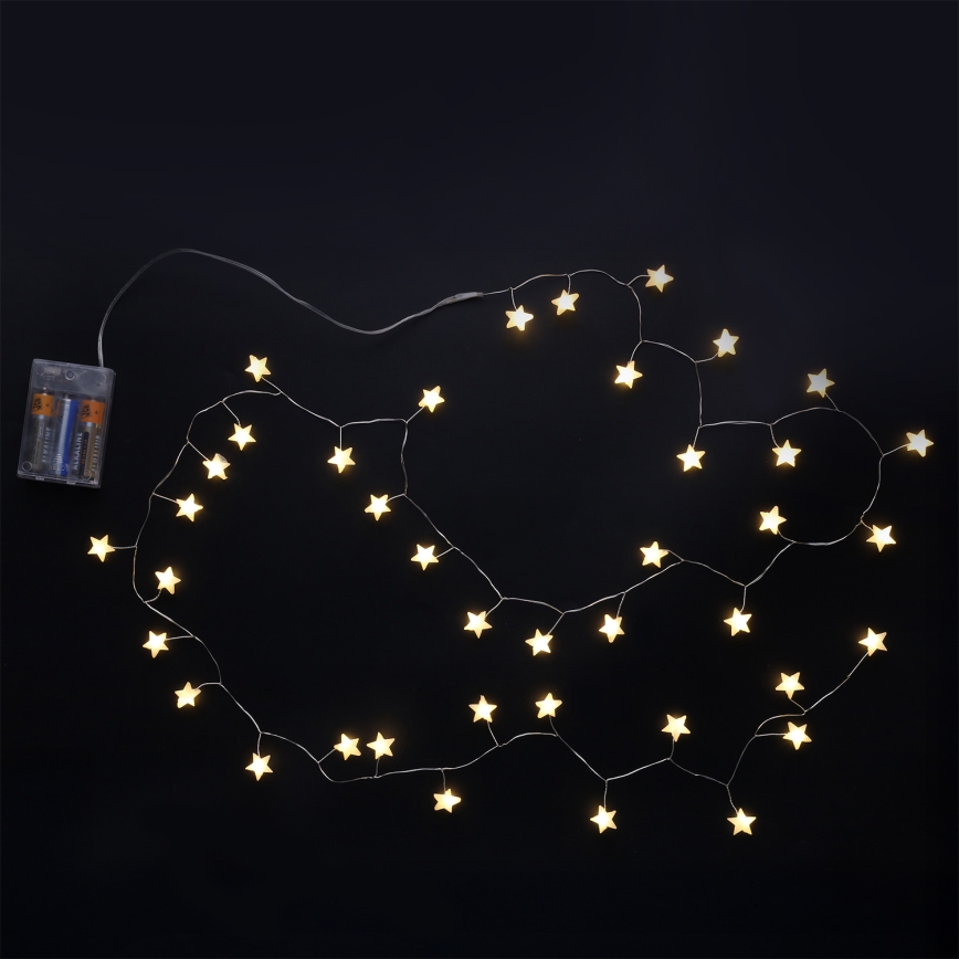 BRILAGI - LED božični niz 40xLED/3xAA 1,8m topla bela v obliki zvezd