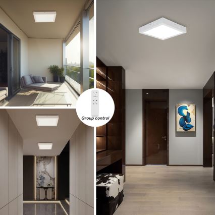 Brilagi - Dimmabile Kopalna Stropna Svetilka FRAME SMART LED/24W/230V 30x30 cm 3000-6000K IP44 Bela + Daljinski upravljalnik