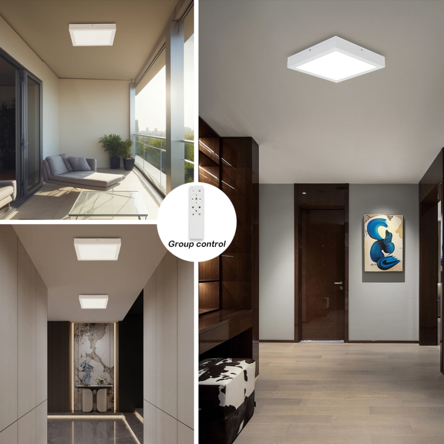 Brilagi - Dimmabile Kopalna Stropna Svetilka FRAME SMART LED/24W/230V 30x30 cm 3000-6000K IP44 Bela + Daljinski upravljalnik
