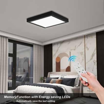 Brilagi - LED Dimmable Stropna Svetilka za Kopalnice FRAME SMART LED/24W/230V 30x30 cm 3000-6000K IP44 Črna + Daljinski upravljalnik