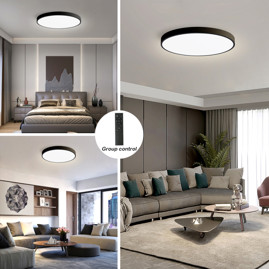 Brilagi - LED Dimmable stropna svetilka POOL SMART LED/100W/230V 3000-6000K premer 80 cm Wi-Fi Tuya črna + daljinski upravljalnik