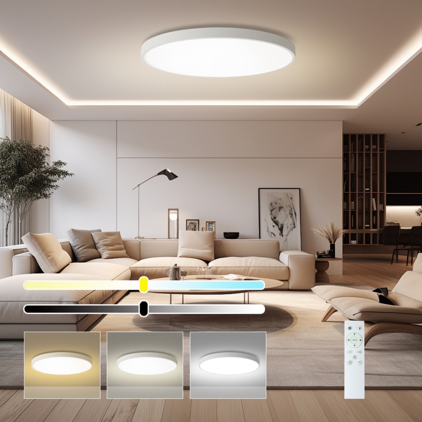 Brilagi - LED Dimmable Stropné Svetlo POOL SMART LED/128W/230V 3000-6000K pre Ø 100 cm Wi-Fi Tuya biele + diaľkové ovládanie