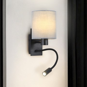 Brilagi - LED Fleksibilna stenska svetilka 1xE27/25W/230V + LED/3W črna/siva