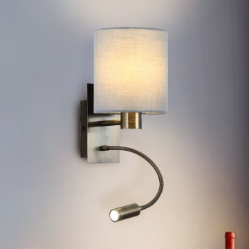 Brilagi - LED Fleksibilna stenska svetilka 1xE27/25W/230V + LED/3W medenina/krem barva