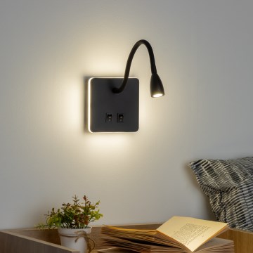 Brilagi - LED Fleksibilna stenska svetilka MAYA Double LED/4W/230V + LED/3W črna