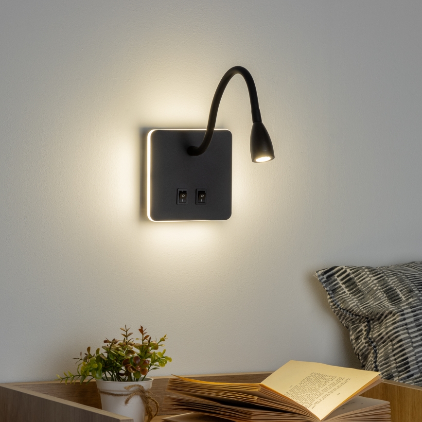 Brilagi - LED Fleksibilna stenska svetilka MAYA Double LED/4W/230V + LED/3W črna