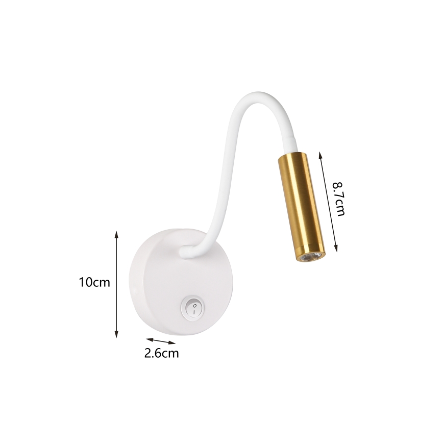 Brilagi - LED Fleksibilna stenska svetilka MAYA LED/3W/230V 4000K bela/zlata