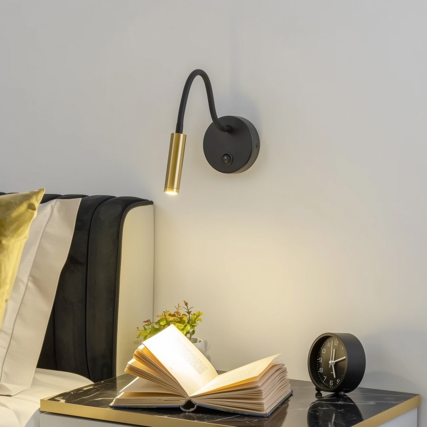 Brilagi - LED Fleksibilna stenska svetilka MAYA LED/3W/230V 4000K črna/zlata