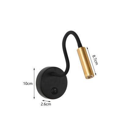 Brilagi - LED Fleksibilna stenska svetilka MAYA LED/3W/230V 4000K črna/zlata
