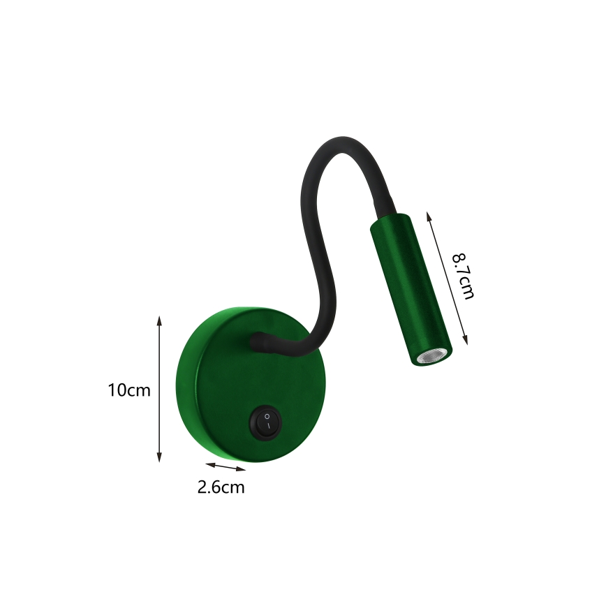 Brilagi - LED Fleksibilna stenska svetilka MAYA LED/3W/230V 4000K zelena