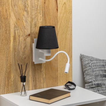 Brilagi - LED Fleksibilna stenska svetilka NUBILA 1xE27/25W/230V + LED/3W bela/črna
