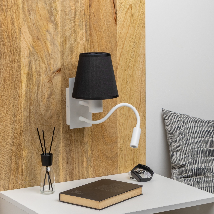 Brilagi - LED Fleksibilna stenska svetilka NUBILA 1xE27/25W/230V + LED/3W bela/črna