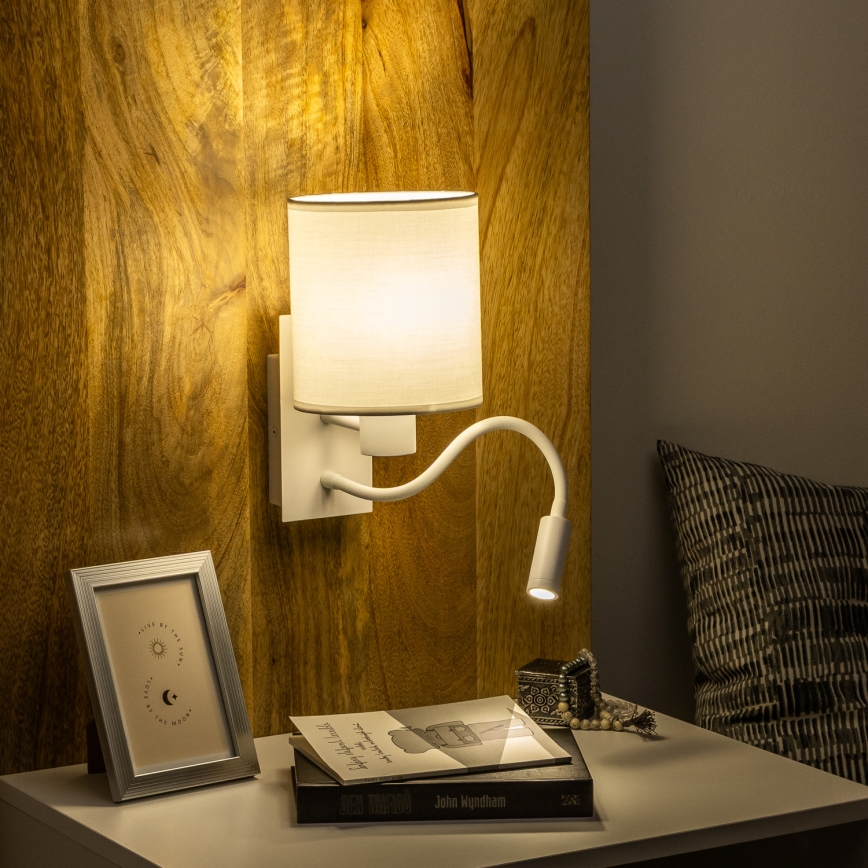 Brilagi - LED Fleksibilna stenska svetilka NUBILA 1xE27/25W/230V + LED/3W bela
