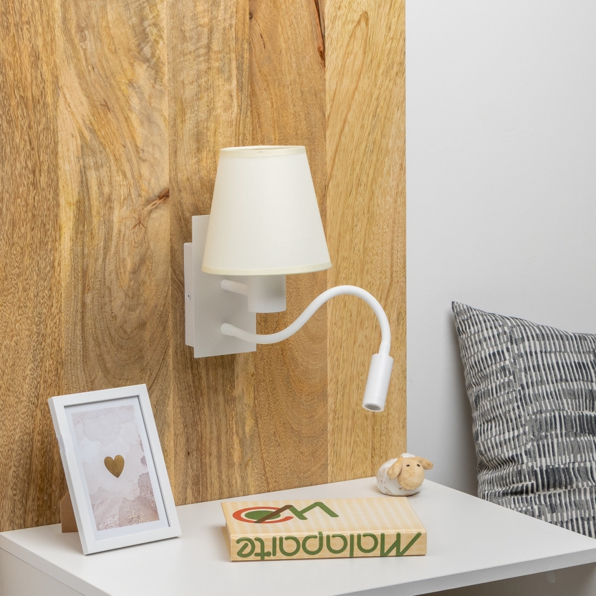 Brilagi - LED Fleksibilna stenska svetilka NUBILA 1xE27/25W/230V + LED/3W bela/krem barva