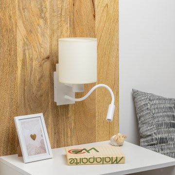 Brilagi - LED Fleksibilna stenska svetilka NUBILA 1xE27/25W/230V + LED/3W bela/krem barva