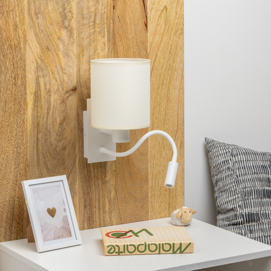 Brilagi - LED Fleksibilna stenska svetilka NUBILA 1xE27/25W/230V + LED/3W bela/krem barva