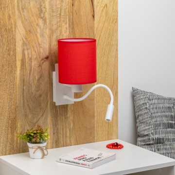 Brilagi - LED Fleksibilna stenska svetilka NUBILA 1xE27/25W/230V + LED/3W bela/rdeča