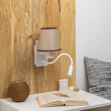 Brilagi - LED Fleksibilna stenska svetilka NUBILA 1xE27/25W/230V + LED/3W bela/rjava