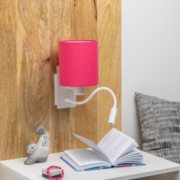 Brilagi - LED Fleksibilna stenska svetilka NUBILA 1xE27/25W/230V + LED/3W bela/roza