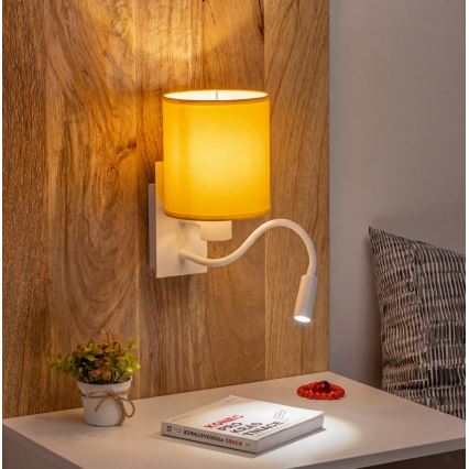Brilagi - LED fleksibilna stenska svetilka NUBILA 1xE27/25W/230V + LED/3W bela/rumena