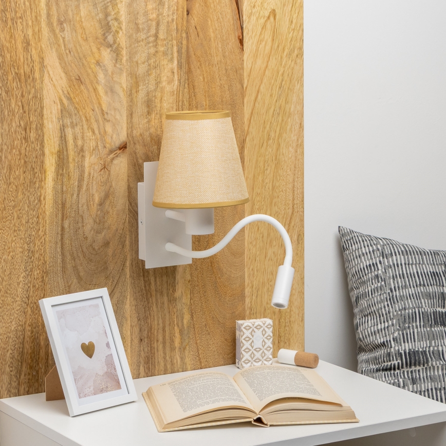 Brilagi - LED Fleksibilna stenska svetilka NUBILA 1xE27/25W/230V + LED/3W bela/svetlo rjava