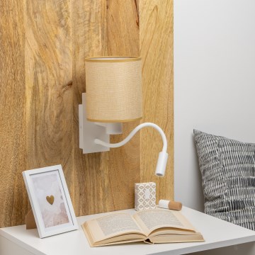 Brilagi - LED Fleksibilna stenska svetilka NUBILA 1xE27/25W/230V + LED/3W bela/svetlo rjava